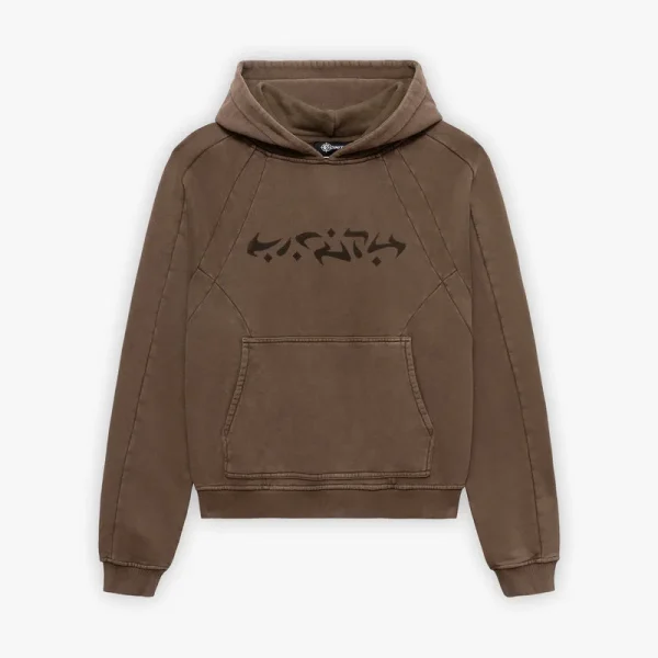 Acid washed hoodie brown - Avenue Wear