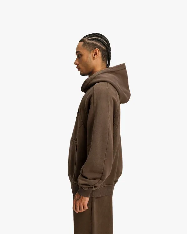 ACID WASHED HOODIE BROWN - Sweats & Hoodies - streetwear Avenue Wear