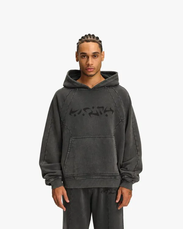 ACID WASHED HOODIE DARK GREY - Sweats & Hoodies - streetwear Avenue Wear