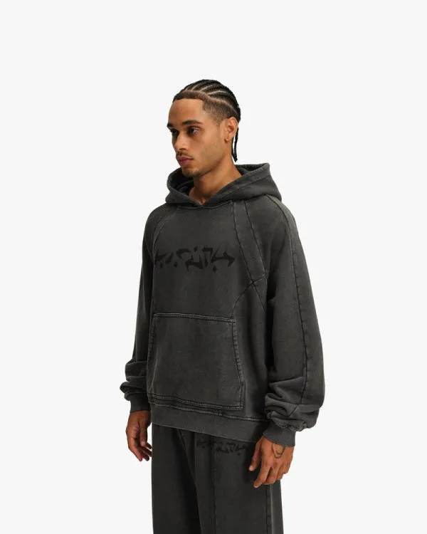 ACID WASHED HOODIE DARK GREY - Sweats & Hoodies - streetwear Avenue Wear