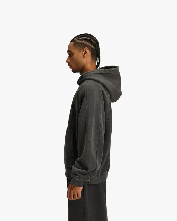 ACID WASHED HOODIE DARK GREY - Sweats & Hoodies - streetwear Avenue Wear