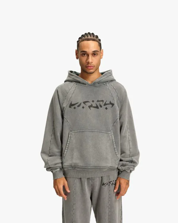 ACID WASHED HOODIE LIGHT GREY - Sweats & Hoodies - streetwear Avenue Wear