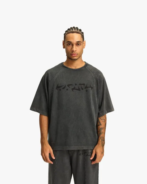 ACID WASHED TEE DARK GREY - T-Shirts - streetwear Avenue Wear