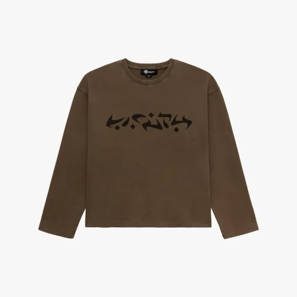 Acid washed waffle longsleeve brown - Avenue Wear