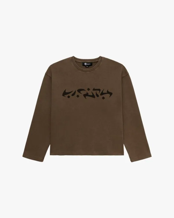 Acid washed waffle longsleeve brown - Avenue Wear