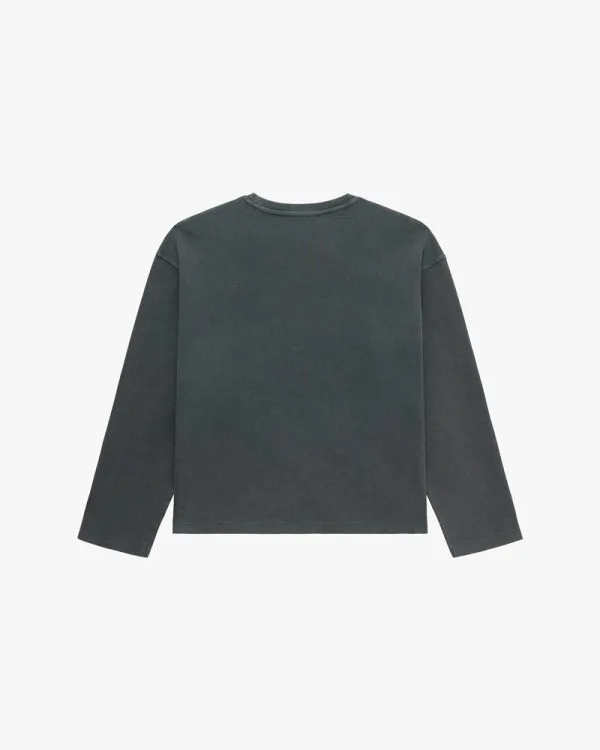 ACID WASHED WAFFLE LONGSLEEVE DARK GREY - T-Shirts - streetwear Avenue Wear