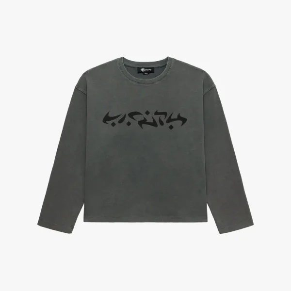 Acid washed waffle longsleeve light grey - Avenue Wear