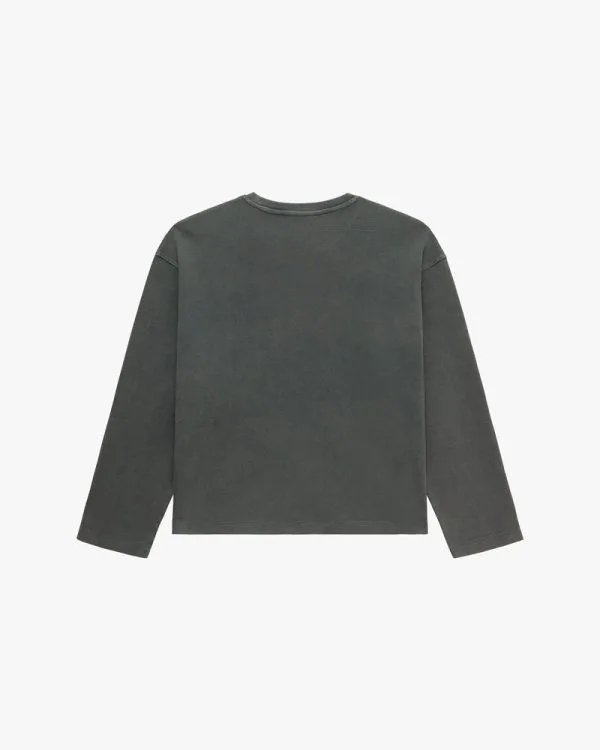ACID WASHED WAFFLE LONGSLEEVE LIGHT GREY - T-Shirts - streetwear Avenue Wear