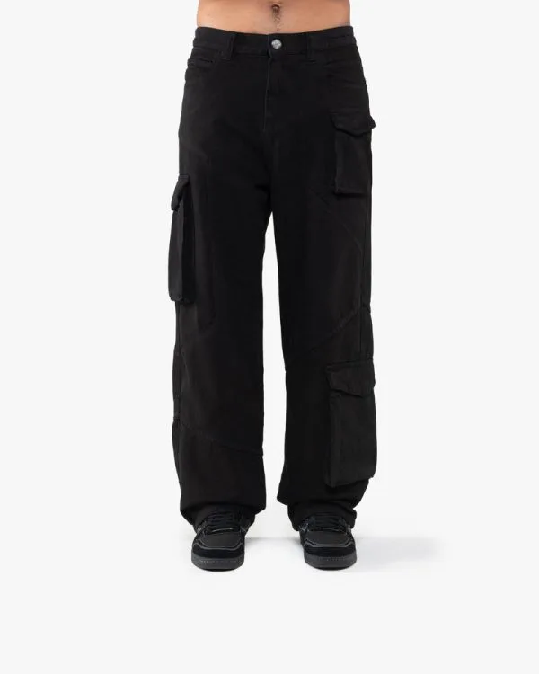 ASYMETRICAL CARGOPANTS BLACK - Pantalons & Jorts - streetwear Avenue Wear