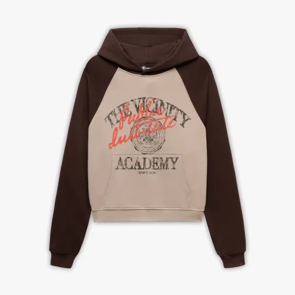Bicolor public institute hoodie brown cream - Avenue Wear