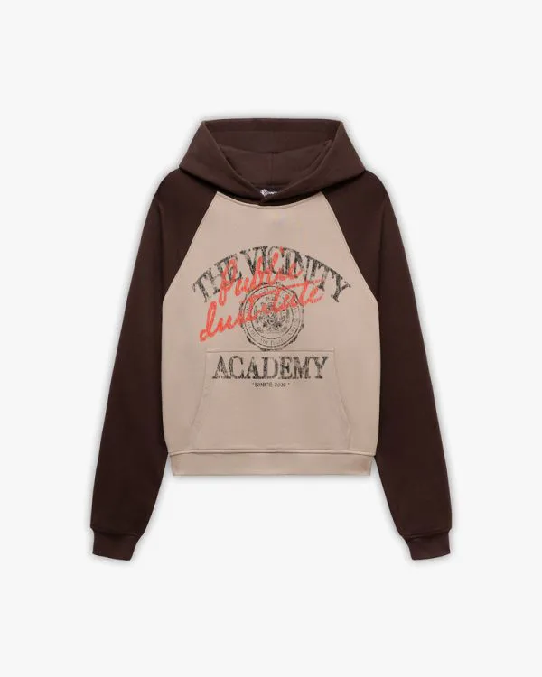Bicolor public institute hoodie brown cream - Avenue Wear