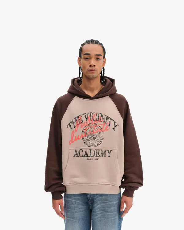BICOLOR PUBLIC INSTITUTE HOODIE BROWN/CREAM - Sweats & Hoodies - streetwear Avenue Wear
