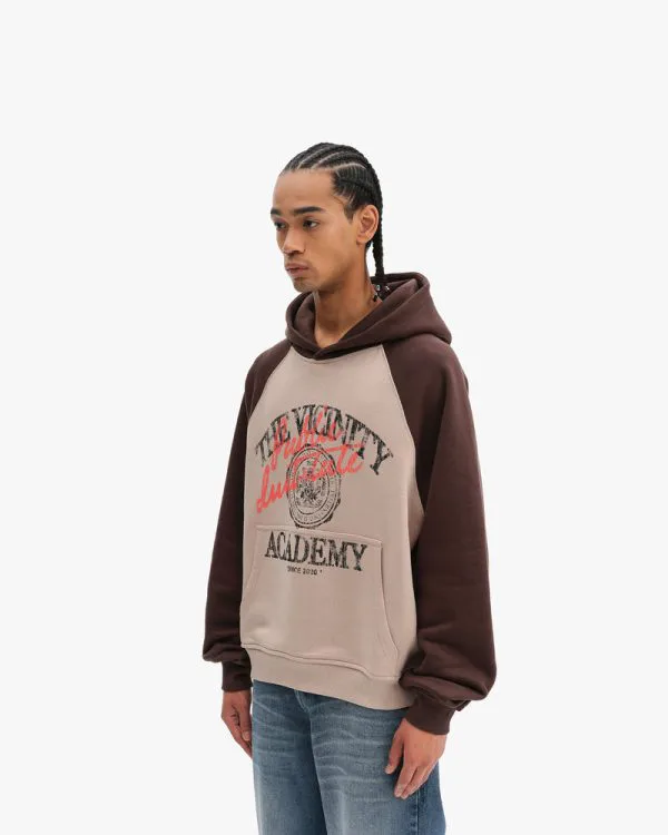 BICOLOR PUBLIC INSTITUTE HOODIE BROWN/CREAM - Sweats & Hoodies - streetwear Avenue Wear