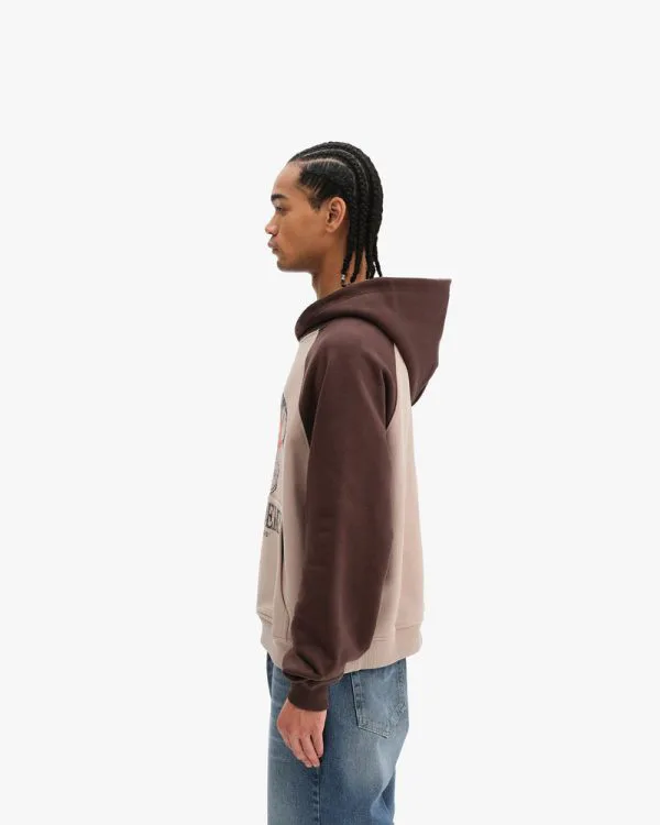 BICOLOR PUBLIC INSTITUTE HOODIE BROWN/CREAM - Sweats & Hoodies - streetwear Avenue Wear