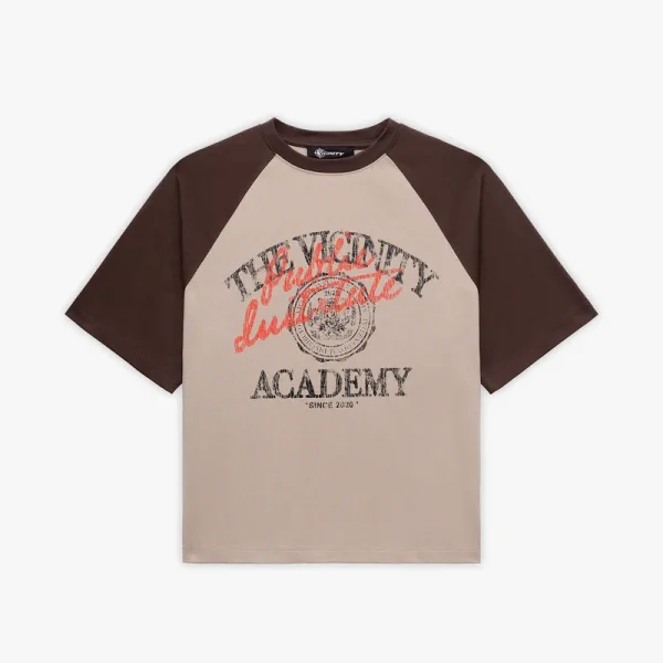 Bicolor public institute tee brown cream - Avenue Wear