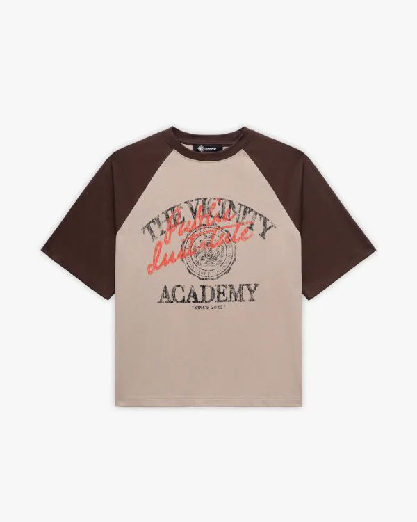 Bicolor public institute tee brown cream - Avenue Wear