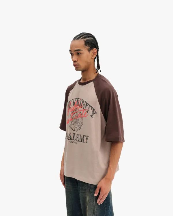 BICOLOR PUBLIC INSTITUTE TEE BROWN/CREAM - T-Shirts - streetwear Avenue Wear