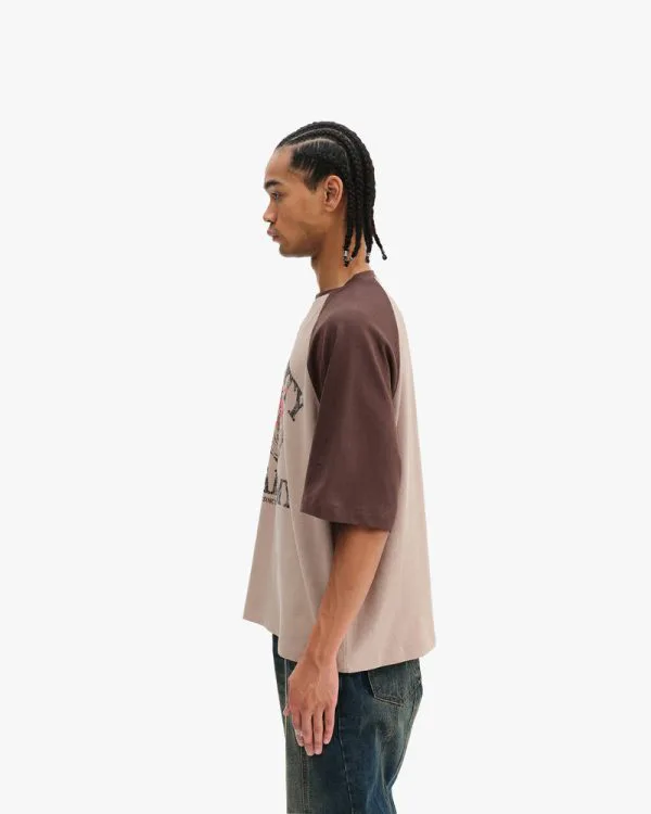 BICOLOR PUBLIC INSTITUTE TEE BROWN/CREAM - T-Shirts - streetwear Avenue Wear