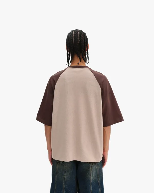 BICOLOR PUBLIC INSTITUTE TEE BROWN/CREAM - T-Shirts - streetwear Avenue Wear