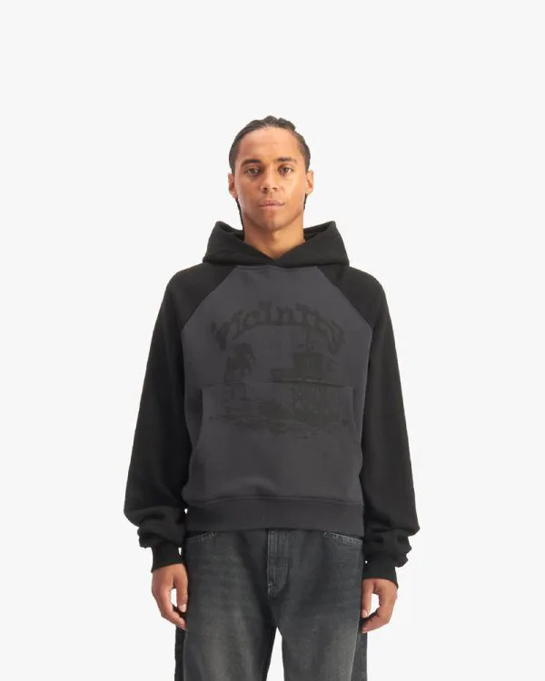 BICOLOR SHOOTING HOUSE HOODIE DARK GREY/BLACK - Sweats & Hoodies - streetwear Avenue Wear