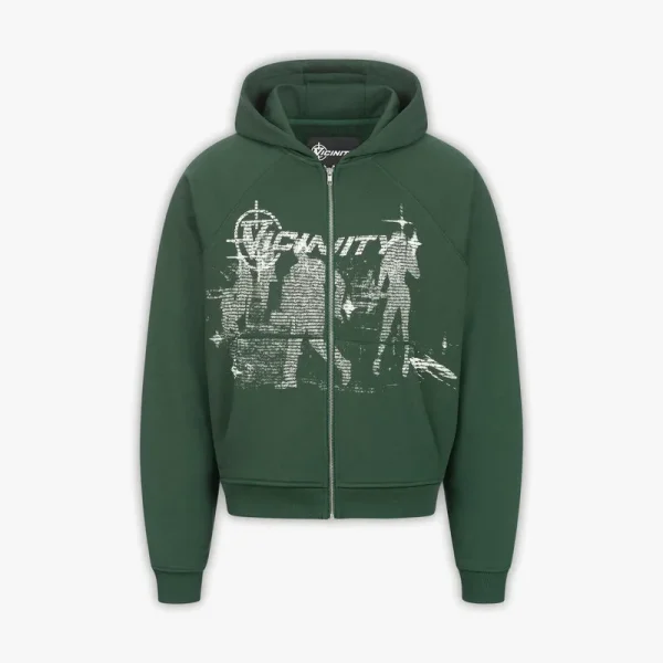 Binary 2 0 zip hoodie dark green - Avenue Wear