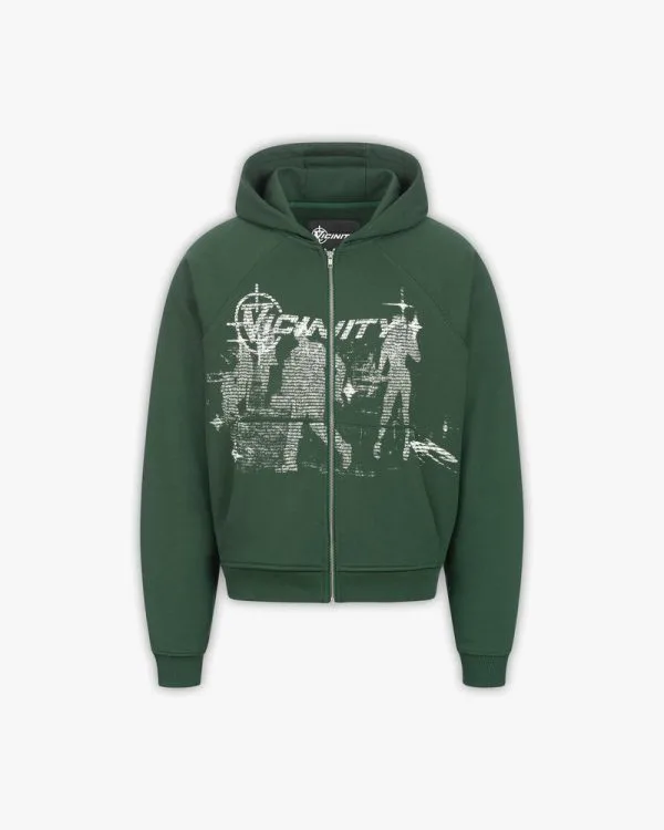 Binary 2 0 zip hoodie dark green - Avenue Wear
