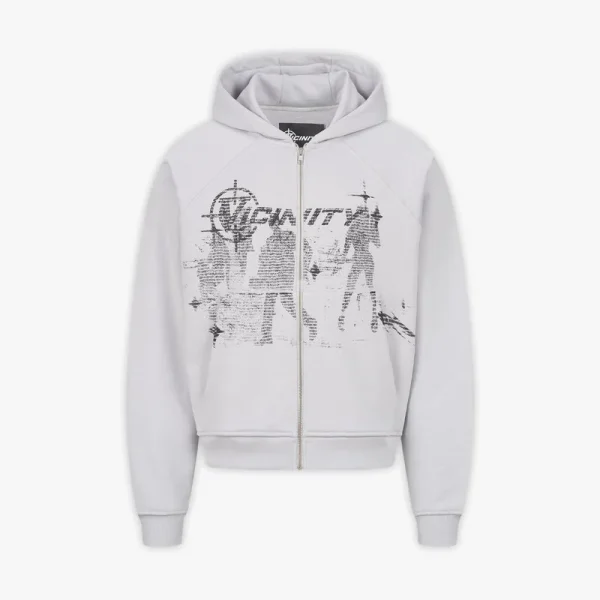 Binary 2 0 zip hoodie light grey - Avenue Wear