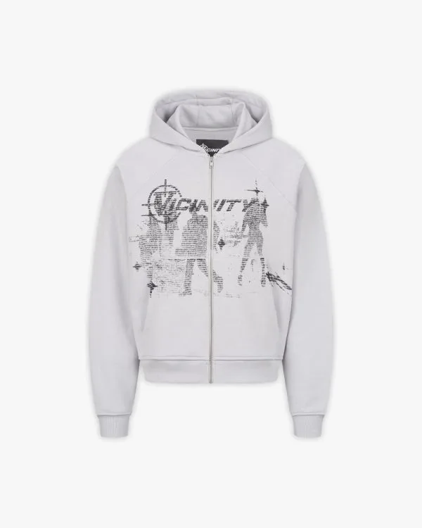 Binary 2 0 zip hoodie light grey - Avenue Wear