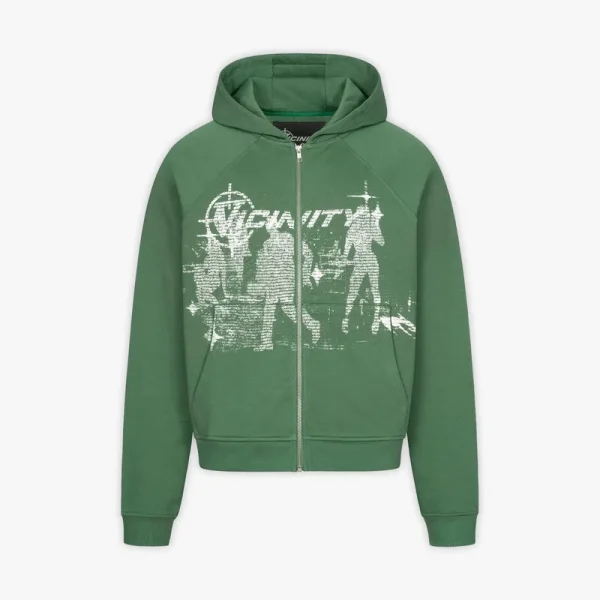 Binary zip hoodie green - Avenue Wear