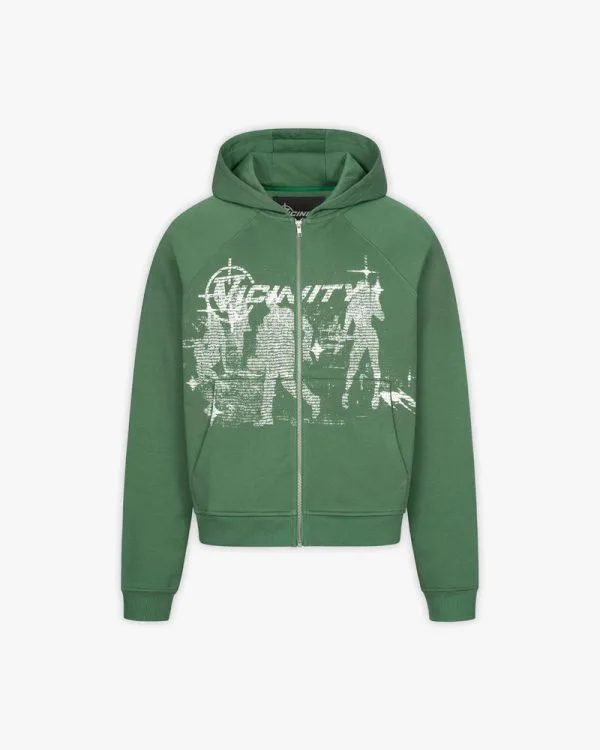Binary zip hoodie green - Avenue Wear