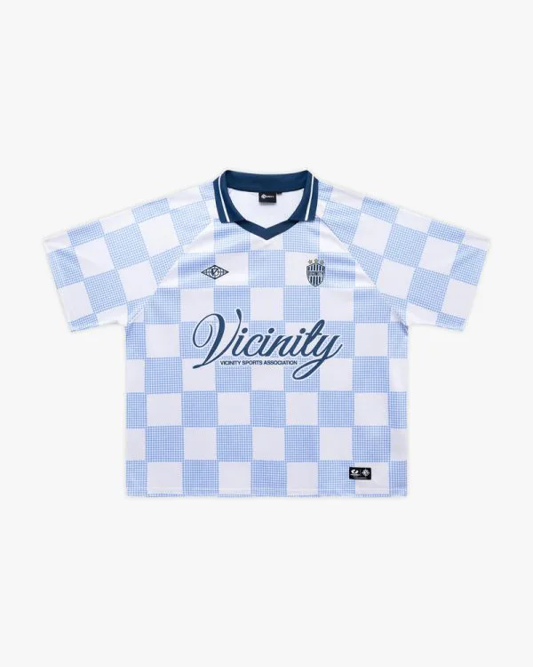Caro checker jersey blue white - Avenue Wear