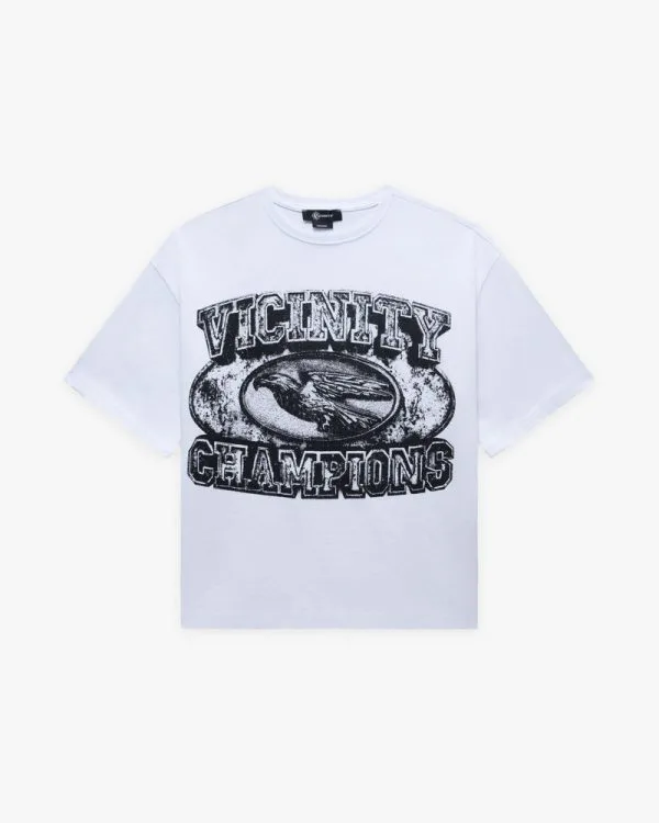 Champ emblem tee black white - Avenue Wear