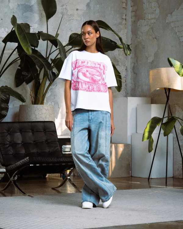 CHAMP EMBLEM TEE PINK/WHITE - Sweats & Hoodies - streetwear Avenue Wear