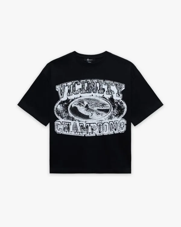 Champ emblem tee white black - Avenue Wear