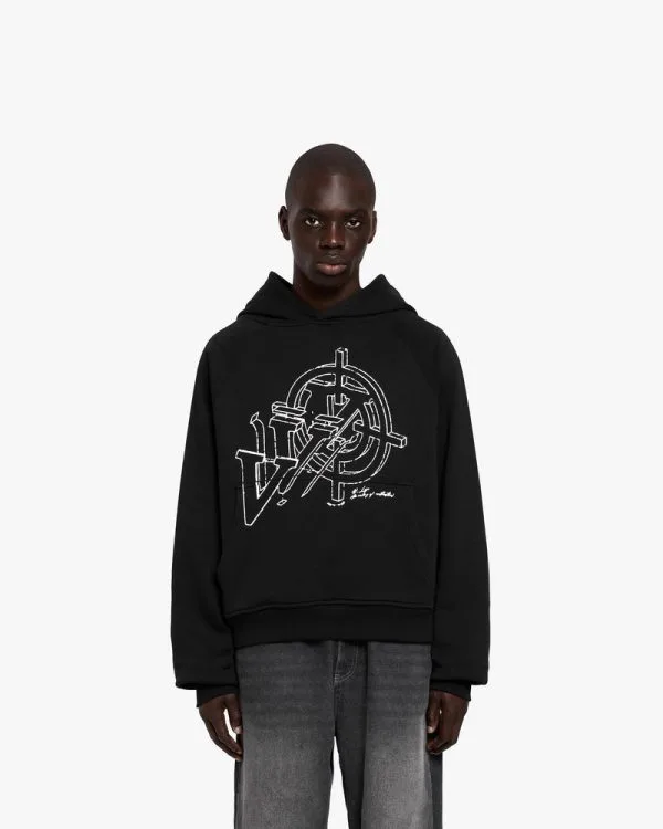 CONSTRUCTION LOGO HOODIE BLACK - Sweats & Hoodies - streetwear Avenue Wear