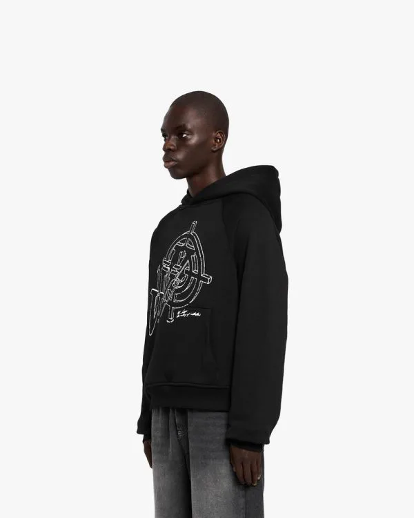 CONSTRUCTION LOGO HOODIE BLACK - Sweats & Hoodies - streetwear Avenue Wear