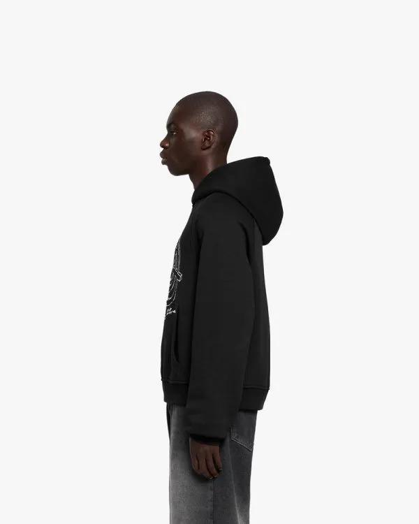 CONSTRUCTION LOGO HOODIE BLACK - Sweats & Hoodies - streetwear Avenue Wear