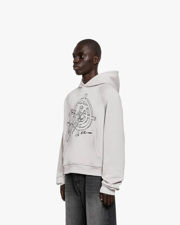 CONSTRUCTION LOGO HOODIE GREY - Sweats & Hoodies - streetwear Avenue Wear