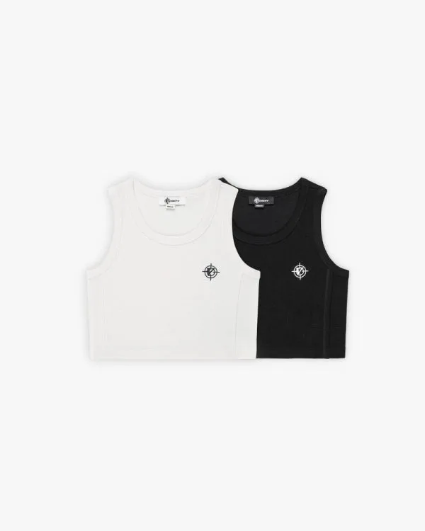 Crop tanktop double pack black white - Avenue Wear