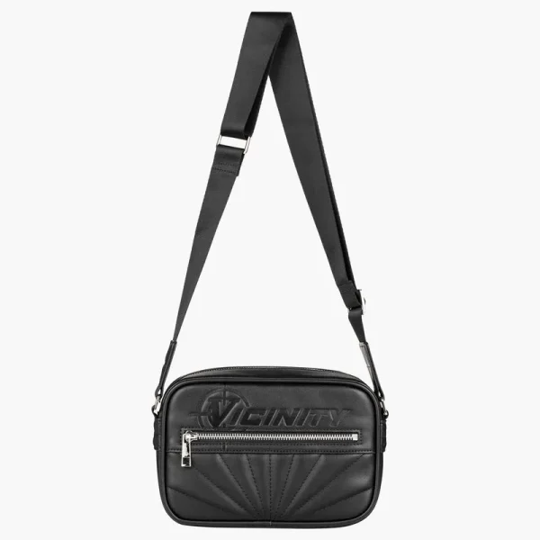 Debossed logo shoulder bag black - Avenue Wear