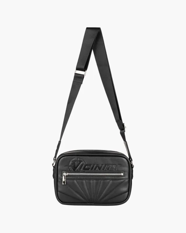 Debossed logo shoulder bag black - Avenue Wear