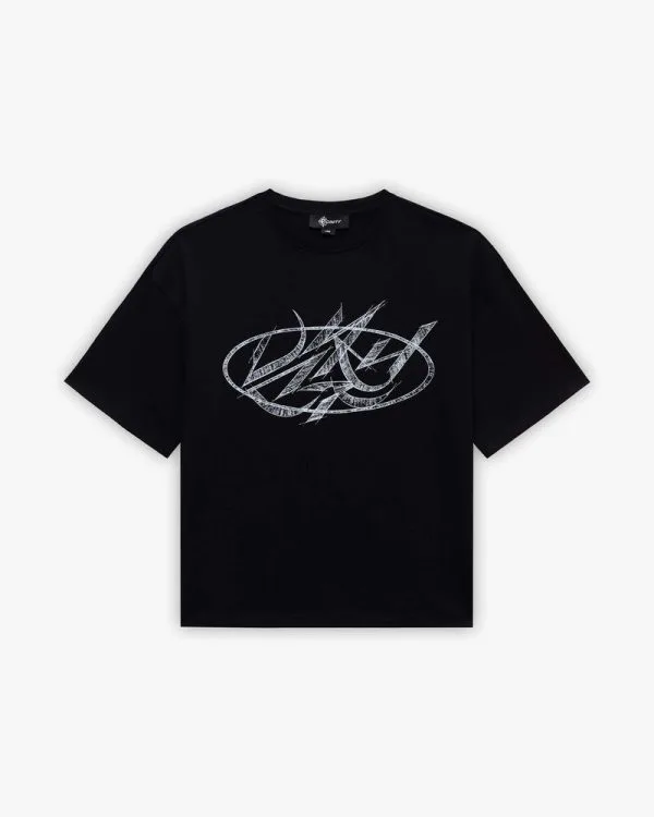 Drawn script tee black - Avenue Wear
