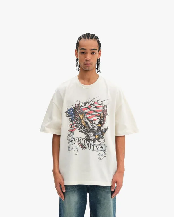 EAGLE TATTOO TEE BEIGE - T-Shirts - streetwear Avenue Wear