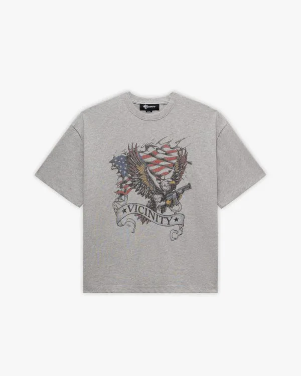 Eagle tattoo tee melange grey - Avenue Wear