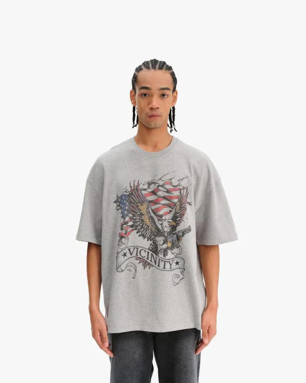 EAGLE TATTOO TEE MELANGE GREY - T-Shirts - streetwear Avenue Wear
