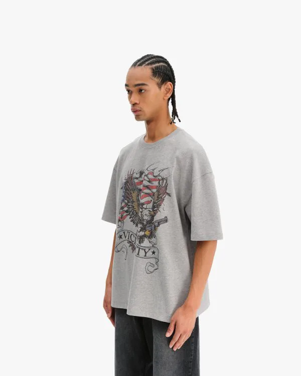 EAGLE TATTOO TEE MELANGE GREY - T-Shirts - streetwear Avenue Wear
