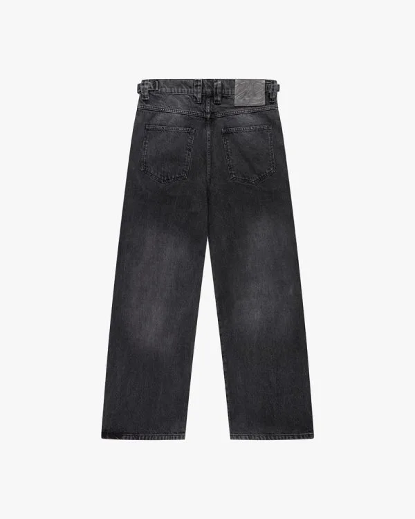 EMBOSSED SCRIPT LOGO DENIM BLACK - Pantalons & Jorts - streetwear Avenue Wear
