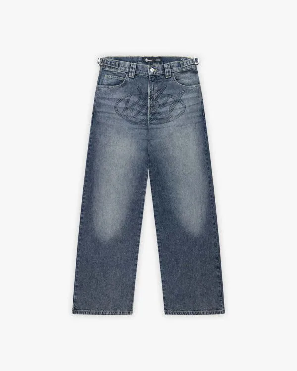 Embossed script logo denim blue - Avenue Wear