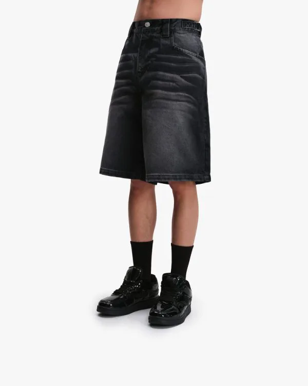 FADED BLACK DENIM JORTS - Pantalons & Jorts - streetwear Avenue Wear