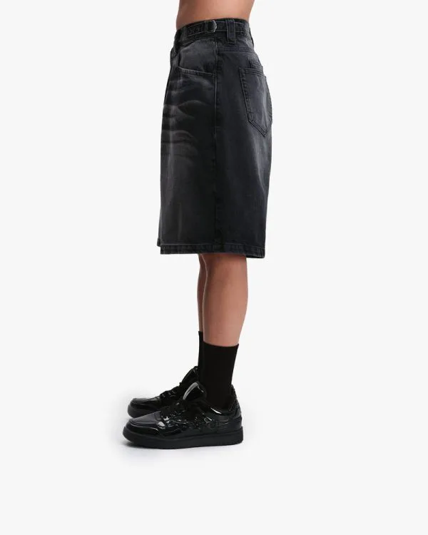 FADED BLACK DENIM JORTS - Pantalons & Jorts - streetwear Avenue Wear
